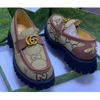 GUCCI  GG  MEN SHOES wt Web Print and Butterfly Logo - Brown